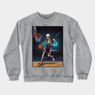 Skeleton Playing Basketball Crewneck Sweatshirt